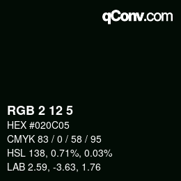 Color code: RGB 2 12 5 | qconv.com