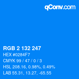 Color code: RGB 2 132 247 | qconv.com