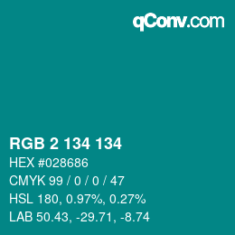 Color code: RGB 2 134 134 | qconv.com