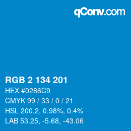 Color code: RGB 2 134 201 | qconv.com
