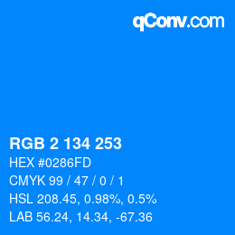 Color code: RGB 2 134 253 | qconv.com