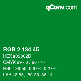 Color code: RGB 2 134 45 | qconv.com