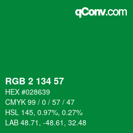 Color code: RGB 2 134 57 | qconv.com