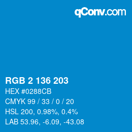 Color code: RGB 2 136 203 | qconv.com