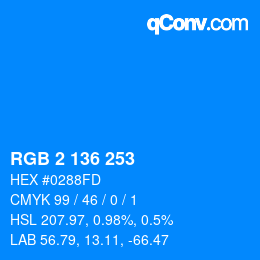 Color code: RGB 2 136 253 | qconv.com