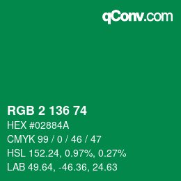 Color code: RGB 2 136 74 | qconv.com