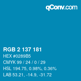 カラーコード: RGB 2 137 181 | qconv.com