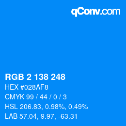 Color code: RGB 2 138 248 | qconv.com