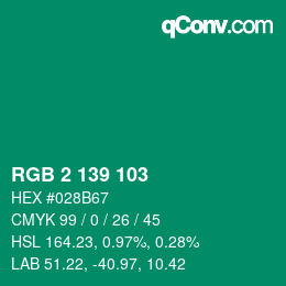 Color code: RGB 2 139 103 | qconv.com