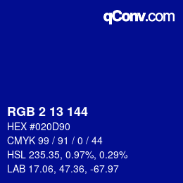 Color code: RGB 2 13 144 | qconv.com