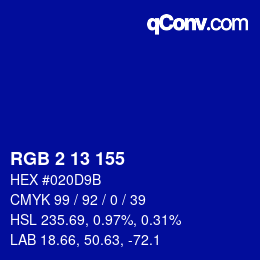 Color code: RGB 2 13 155 | qconv.com