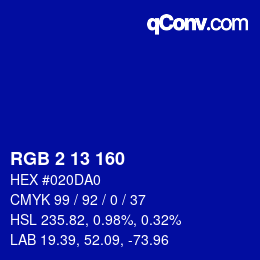 Color code: RGB 2 13 160 | qconv.com