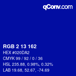 颜色代码: RGB 2 13 162 | qconv.com