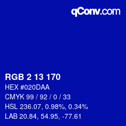 Color code: RGB 2 13 170 | qconv.com