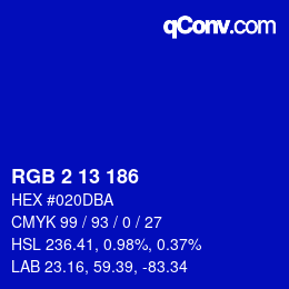 Color code: RGB 2 13 186 | qconv.com