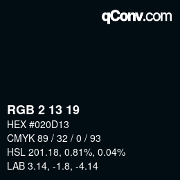 颜色代码: RGB 2 13 19 | qconv.com