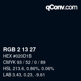 Color code: RGB 2 13 27 | qconv.com