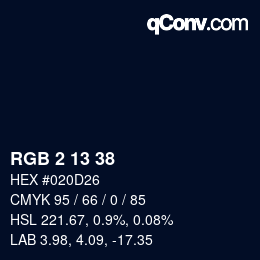 カラーコード: RGB 2 13 38 | qconv.com
