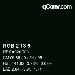Color code: RGB 2 13 6 | qconv.com