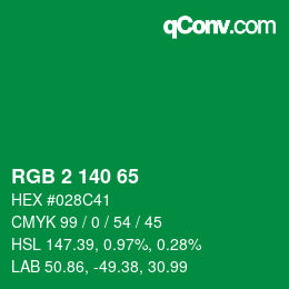 カラーコード: RGB 2 140 65 | qconv.com
