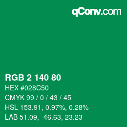 カラーコード: RGB 2 140 80 | qconv.com