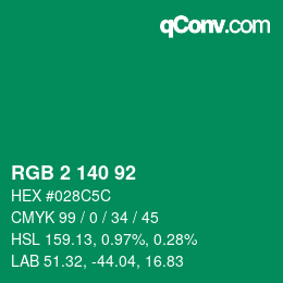 颜色代码: RGB 2 140 92 | qconv.com