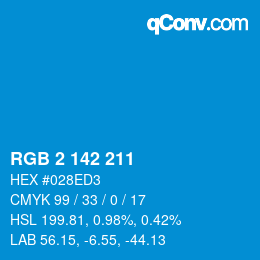 Color code: RGB 2 142 211 | qconv.com