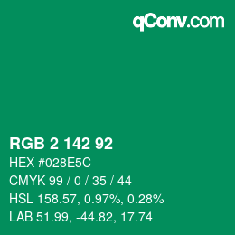 颜色代码: RGB 2 142 92 | qconv.com