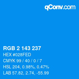 Color code: RGB 2 143 237 | qconv.com