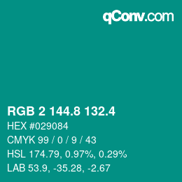 カラーコード: RGB 2 144.8 132.4 | qconv.com
