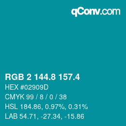 カラーコード: RGB 2 144.8 157.4 | qconv.com