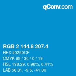 カラーコード: RGB 2 144.8 207.4 | qconv.com