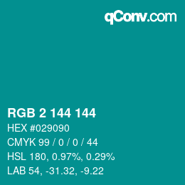 Color code: RGB 2 144 144 | qconv.com