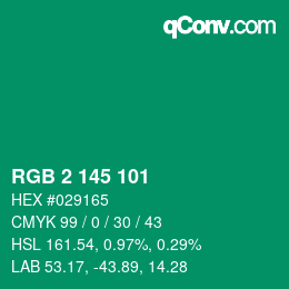Color code: RGB 2 145 101 | qconv.com