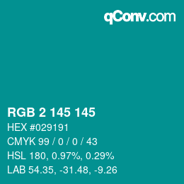 Color code: RGB 2 145 145 | qconv.com
