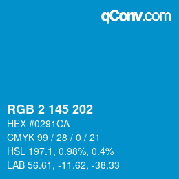 Color code: RGB 2 145 202 | qconv.com