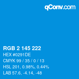 Color code: RGB 2 145 222 | qconv.com