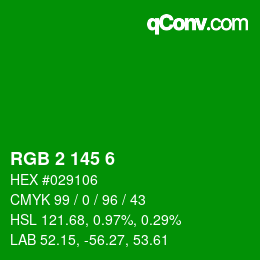 Color code: RGB 2 145 6 | qconv.com