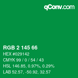 Color code: RGB 2 145 66 | qconv.com