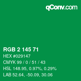 Color code: RGB 2 145 71 | qconv.com