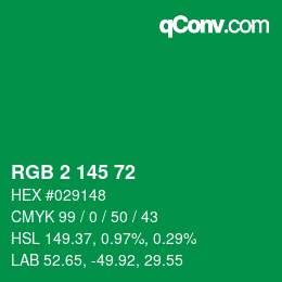 Color code: RGB 2 145 72 | qconv.com