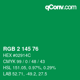 Color code: RGB 2 145 76 | qconv.com