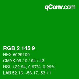 Color code: RGB 2 145 9 | qconv.com