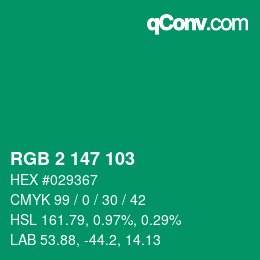 カラーコード: RGB 2 147 103 | qconv.com