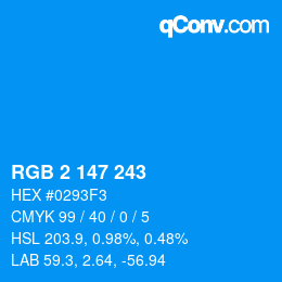 Color code: RGB 2 147 243 | qconv.com