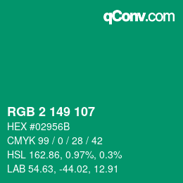 カラーコード: RGB 2 149 107 | qconv.com