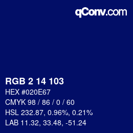 Color code: RGB 2 14 103 | qconv.com