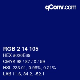 Color code: RGB 2 14 105 | qconv.com
