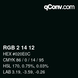Color code: RGB 2 14 12 | qconv.com