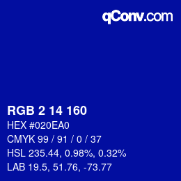 Color code: RGB 2 14 160 | qconv.com